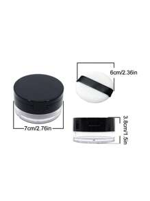 1/2 件 20g 便携式散粉和蜜粉包装盒，带隔离筛孔和粉扑盒，旅行容器，便携且节省空间，日常携带，户外旅行，家庭使用，散粉容器，化妆品收纳盒旅行必需品健身学校用品假日露营度假必需品度假配件 - 黑色 - 查看 8