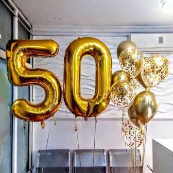 2 pezzi Palloncini giganti in oro da 40 pollici con numero 50, per decorazioni festa del 50° compleanno, celebrazione di anniversario, Natale