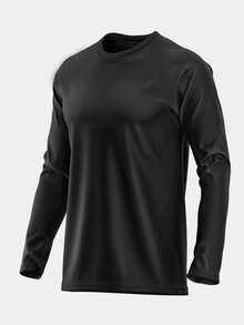 Kit Of 3 Men's Long Sleeve T-Shirts, Second Skin Dry, Plain Gym, Black - 黑色 - 查看 6