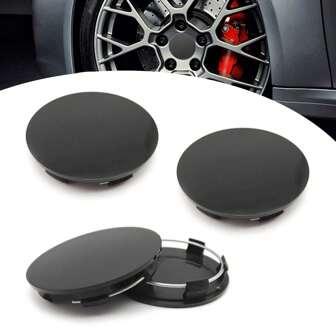 ROJEMXVE 4 件装汽车轮毂中心盖，2.36 英寸 60 毫米轮毂改装装饰，ABS 防锈卡扣式防脱落紧固安装配件，通用型（黑色）