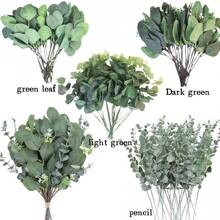 10/15/16/26/38/52/66/90/110PCS Mixed 4 Combination Set Of Artificial Eucalyptus Flowers And Leaf Stems With Silver Branches - Home Decoration, Office, Garden, Party, Shop Decoration, Party, Wedding, Desktop Placement, Romantic Centerpiece, DIY Crafts - Multicolor - View 14