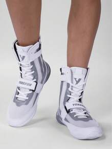 TOLLN Men's High-Top 21cm Zipper Professional Wrestling Shoes, Combat Boxing Boots, Training Shoes For Muay Thai, MMA Fitness Kickboxing Shoes