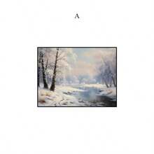 1 pièce Peinture murale décorative moderne, affiche de paysage de Noël d'hiver, décor de ferme, cerf, pomme de pin, bonhomme de neige, paysage naturel, peinture sur canevas HD sans cadre pour décoration murale de salon