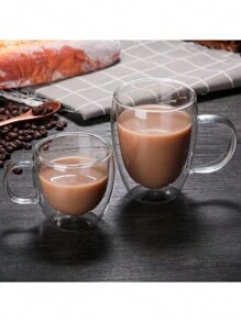 1pc/2pcs/4pcs Double-Layer Glass Coffee Mug Milk Cup Heatproof Tea Cup Set - Transparent - View 4