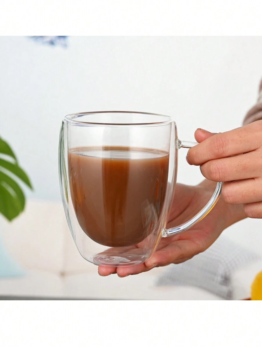 1pc/2pcs/4pcs Double-Layer Glass Coffee Mug Milk Cup Heatproof Tea Cup Set - Transparent - View 1