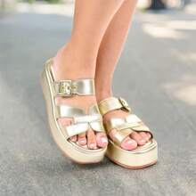 Women's Platform Sandal Model H With Adjustable Buckle - Vàng - Xem 1