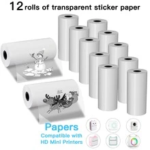Clear Self Adhesive Sticker Paper, Transparent Sticker Printing Paper For Mini Portable Printers, 55mm X 24mm, Suitable For Most Portable Wireless Pocket Printers - White - View 1