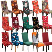 1 Stück/4 Stücke/6 Stücke Stuhlbezüge mit Weihnachtsmann Muster als Weihnachtsdekoration, weicher universell passender Schreibtisch Bezug, abnehmbar und waschbar Anti-Staub Stretch Stuhlschutz