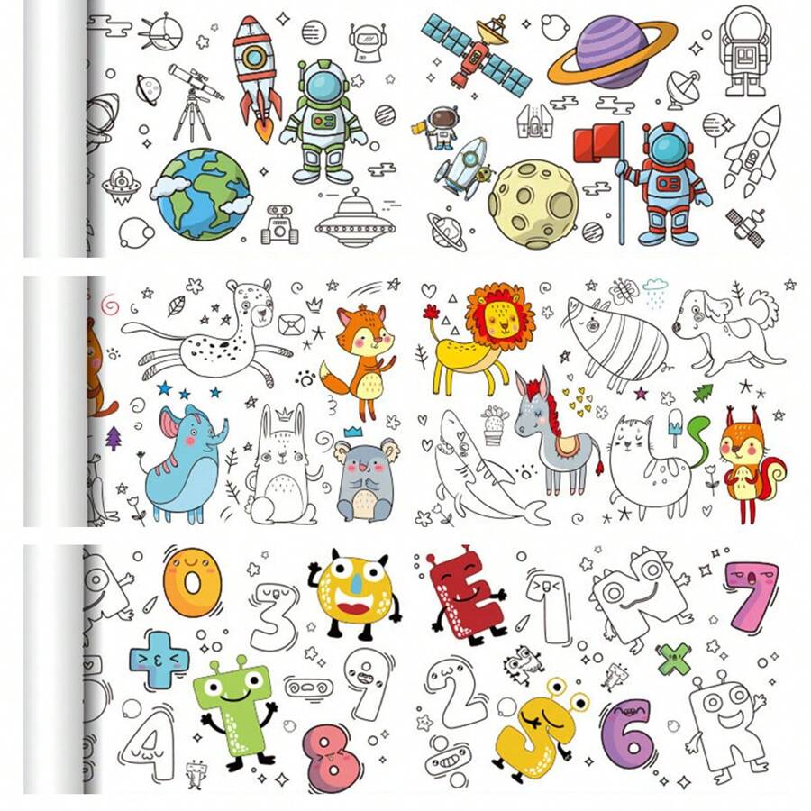 1pc 0.9m Color-Filling Drawing Paper, Large Size Scribble Paper, Coloring Painting Paper Roll, Watercolor Painting Canvas, Wall-Mountable, Non-Messy Back To School,Back To School,School Supplies