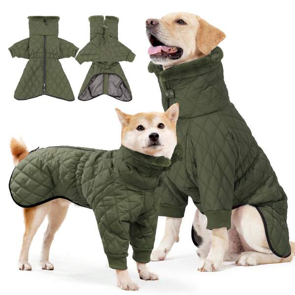 Casaco de inverno para cachorro, jaquetas impermeáveis para cães em clima frio, casacos quentes para cães pequenos, médios e grandes, jaqueta de neve para cães com gola alta, vestuário para animais de estimação