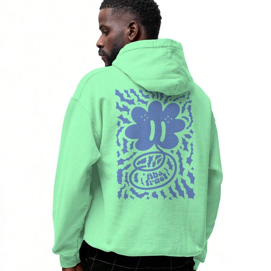 Abstract Flower Blue Street Cold Weather Hoodie - 薄荷綠 - 查看 1