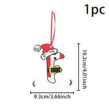 1 件圣诞主题 DIY 26 个字母挂饰，木制装饰，圣诞帽红色字母袜子，适用于圣诞树装饰，DIY 名称。可书写。，圣诞节 - 彩色 - 查看 21