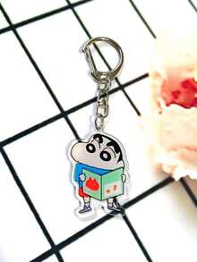 5pcs/Set Cartoon Anime Peripheral Crayon Shin Chan Double Sided Transparent Acrylic Keychain Cute Decorative Small Gift Pendant - Combination 2 - View 4
