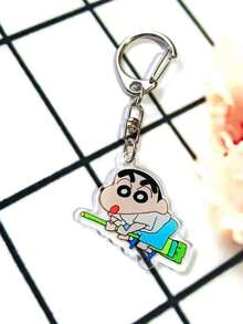 5pcs/Set Cartoon Anime Peripheral Crayon Shin Chan Double Sided Transparent Acrylic Keychain Cute Decorative Small Gift Pendant - Combination 2 - View 5