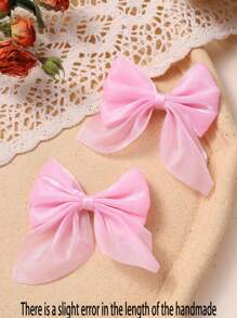 12/2 peças grampos de cabelo de organza de cor sólida simples para crianças, moda