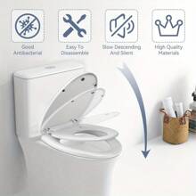 Family Toilet Seat 2-In-1 Soft Close Toilet Seat With Child Seat Built-In Detachable Magnetic Family Toilet Lid With 360 Degree Adjustable Hinges For Toddlers Adults (O-Shape White) - White - View 7