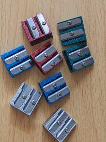 Metal Durable Pencil Sharpener For Triangular Thick Pencils And Normal Pencils, Double Hole Zinc Alloy