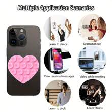 1 Stück Herz-förmiger Silikonständer mit beidseitiger Saugnapfhalterung, multifunktional tragbar, kompatibel mit iPhone, Android Smartphones, Geschenk zum Geburtstag, für Familie, Freunde, Handyhalterung, Handyzubehör