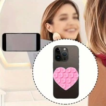 1 Stück Herz-förmiger Silikonständer mit beidseitiger Saugnapfhalterung, multifunktional tragbar, kompatibel mit iPhone, Android Smartphones, Geschenk zum Geburtstag, für Familie, Freunde, Handyhalterung, Handyzubehör