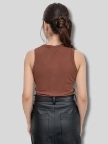 Kit 2 Women's Ribbed Tank Top Basic Premium Ribana Blouse - Màu be/nâu - Xem 4