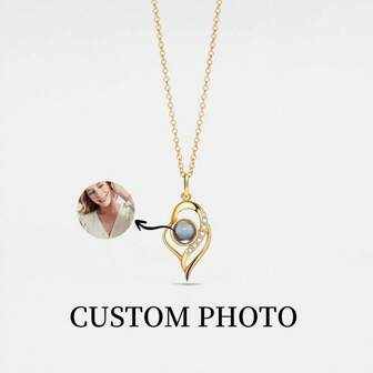 Personalisierte Foto-Blasen-Projektions-Halskette, Herz des Beschützers, Edelstahl-Anhänger mit personalisiertem Foto innen, Geschenkidee, Glamour für Neujahr