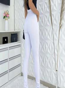 WOMEN'S FLARE PANTS WITH KNIFE POCKET - White - View 2