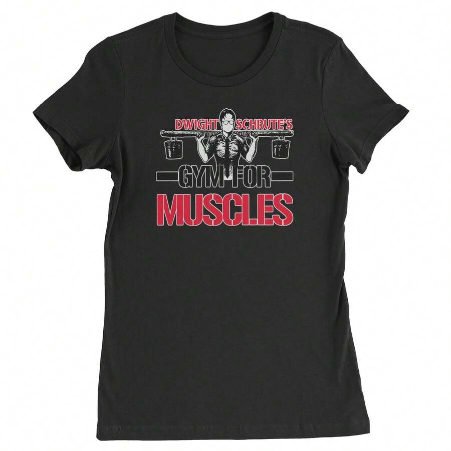 Dwight Schrute Gym For Muscles Office Workout Womens T-Shirt - Black - View 1
