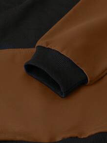 2pcs Tween Boy Soccer Print Colorblock Hooded Sweatshirt And Pants Set, For Autumn - Brown - View 4