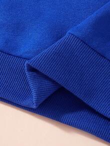 Young Boy Christmas Tree & Cartoon Car Printed Crew Neck Sweatshirt - Blue - View 5