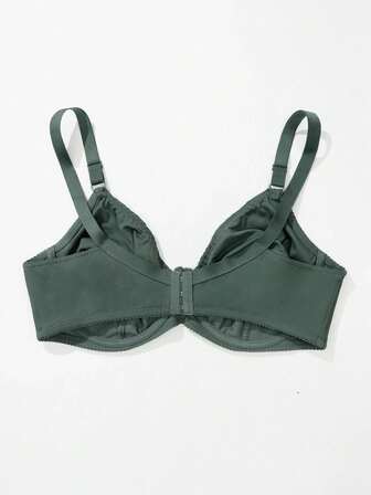 大码女士绿色弹力细钢圈内衣文胸，简约日常内衣
