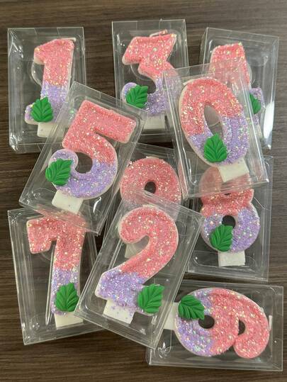 Velas con los dígitos del 0 al 9 en tonos degradados de rosa y púrpura, lindas para decoración de pasteles de cumpleaños, aniversarios y fiestas de primer cumpleaños