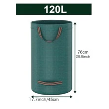 Garden Garbage Bag Heavy-Duty, Green Garden Garbage Bag Reusable, Industrial Fabric And Handle, Garden Garbage Bag, Very Suitable For Collecting Plant Waste Grass And Leaves (500L * 300L * 120L)