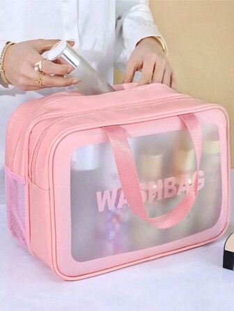 3pcs/Set Dual Layer Travel Makeup Bag, PVC Toiletry Bag, Multifunctional Luggage Bag, Makeup Brush Organizer, Cosmetic Storage Bag, Wet & Dry Separate Cosmetic Bag, Holiday Travel Essential, Perfume Box, Data Cable Bag, Luggage Bag, Handbag, Underwear Bag Back To School