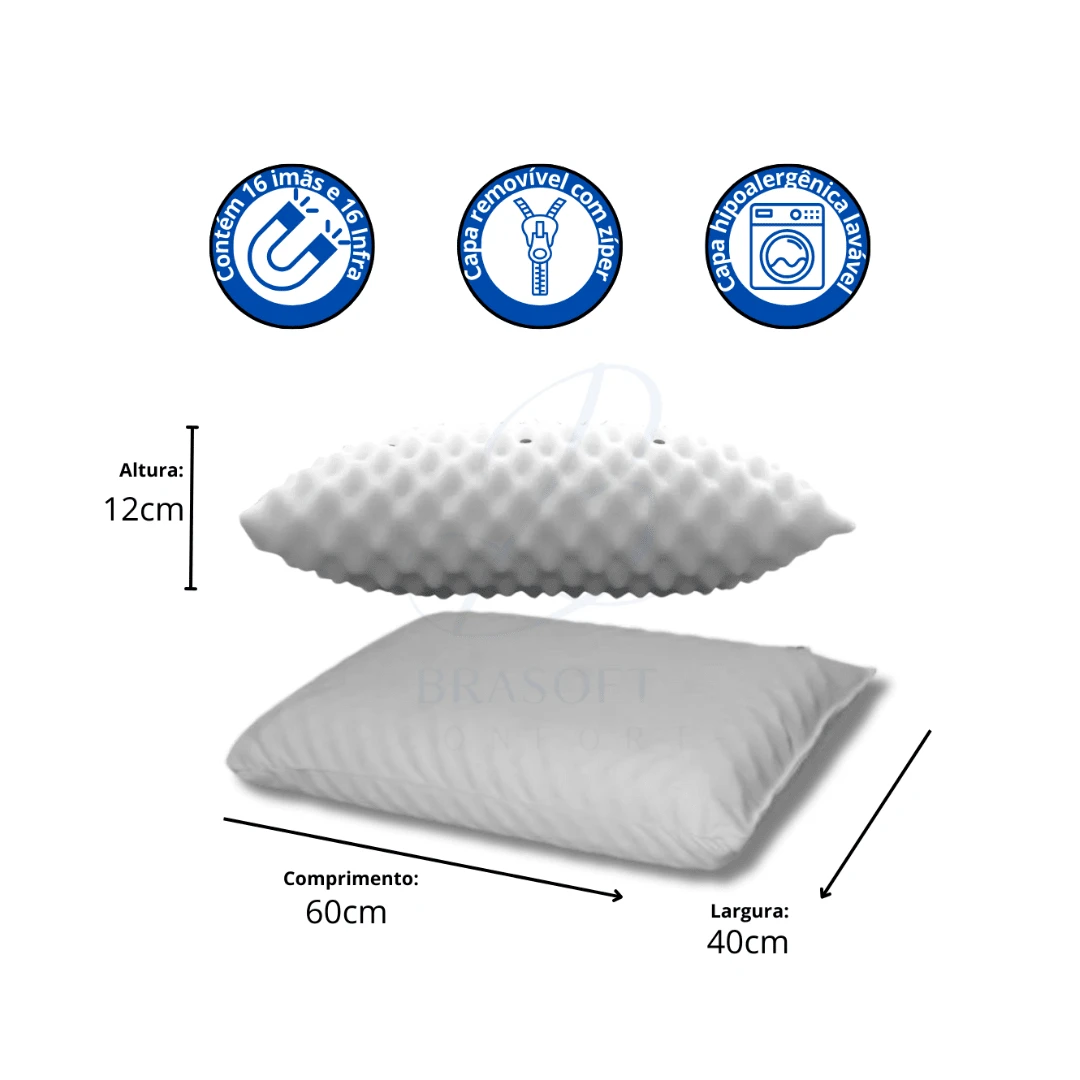 Brasoft Luxury Magnetic Pillow With Premium Orthopedic - trắng - Xem 1