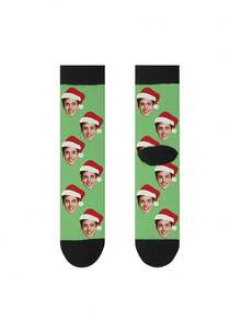 1 Pair Customized Face Print Crew Socks, Couples Socks, Personalized Photo Printing, Funny Couple Socks, Comfortable & Breathable, Creative Cartoon Design, Perfect For Holiday, Birthday, Valentine's Day Gifts, Amusing, Personalized Anime, Multi-Color Socks, Valentine's Day/Father's Day Gift, Amusing, Personalized Anime, Multi-Color Long Socks, Gymboy - Multicolor - View 5