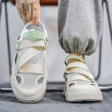 Men's Sports Sandals Summer Outdoor Breathable Mesh Slides Closed Toe Slippers - Beige - View 9