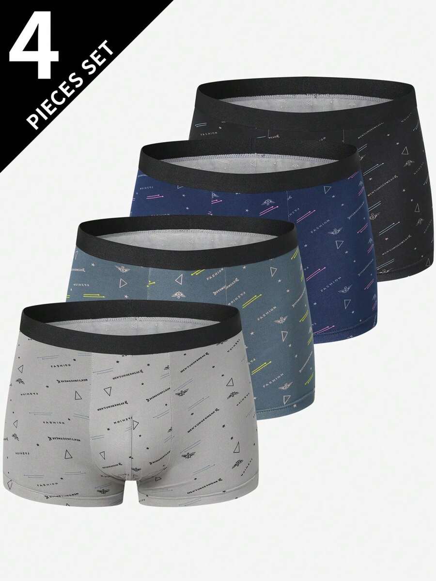 4 件装男士三角裤内裤，舒适运动平角短裤