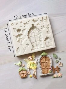 Bộ khuôn nướng bánh silicon chủ đề thiên nhiên: Nấm, Cabin nhỏ, Dụng cụ tạo hình fondant để trang trí bánh - Màu be - Xem 3