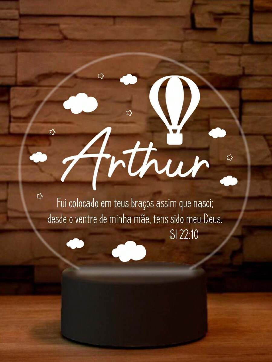 Balloon, Clouds, Stars Lamp - Model With Phrase - 7 Colors - LED Lampshade - Personalized Name - Crystal Acrylic Lights. - 氣球2 - 查看 1