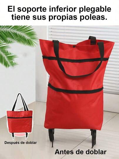 1 Bolsa de compras reutilizable de gran capacidad extra con ruedas plegable, bolsa de compras multifuncional, bolsa de almacenamiento de equipaje, carrito de compras, portátil y conveniente para almacenamiento y viajes de compras en supermercados Color Sopresa Bolsa Y Carrito 2 En 1 Plegable Con Ruedas Carrito Bolso Portátil Con Ruedas Plegable Ajustable Para Mandado Supermercado