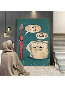 1pc Vintage Tôi ghét công việc của mình Bàn chải đánh răng vui nhộn Giấy vệ sinh Poster Thẩm mỹ Bác sĩ dịch hạch Rửa tay Canvas Nghệ thuật treo tường Trang trí phòng Không có khung - Nhiều màu - Xem 2