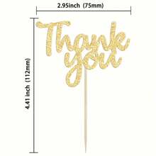 Set de 24 toppers para cupcakes que dicen "Gracias", aptos para fiestas de cumpleaños, bodas y aniversarios - Dorado - Ver 3