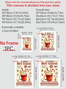 1pc Hot Cocoa Decorative Poster, Cup Of Cocoa Wreath Sign, Kitchen Wall Art Decor Without Frame Canvas Print Home Decor Christmas Decorations Room Decor Christmas