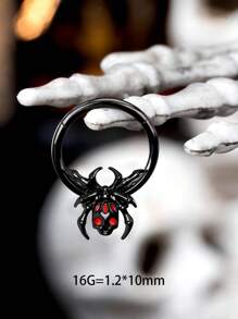 1件装 16G 10MM 黑色不锈钢鼻中隔环/鼻钉 - 哥特风格，带蝙蝠和心形吊坠 - 女士铰链式穿刺饰品 - 黑色 - 查看 21