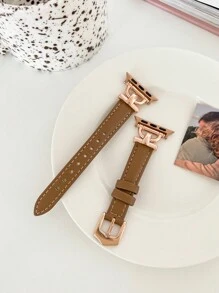1 件女式棕色、卡其色、深绿色、牛油果绿色、浅粉色、浅粉色皮革 D 型扣表带，兼容 38/40/41/42/44/45/49/46 毫米 Apple Watch Ultra2/Ultra/SE/Series 10/9/8/7/6/5/4/3/2/1 - 38mm/40mm/41mm - 查看 8