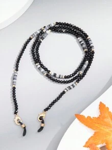 Dây chuyền kính đính hạt phong cách phương Tây Boho cho vẻ ngoài cổ điển thời thượng Phụ kiện kính cho phụ nữ - màu đen - Xem 1