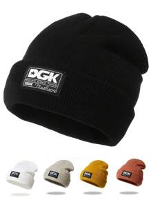 1 件男士冬季保暖针织帽带织物标签，男女通用防寒帽适合户外滑雪帽秋季装备