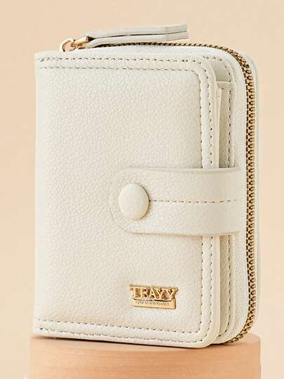 New Zipper Short Wallet Women Fashion Solid Color Litchi Print Multi Card Holder Business Casual Woman Card Case Gifts Essentials Items For Women Wallet Purse Wallet Small Wallet