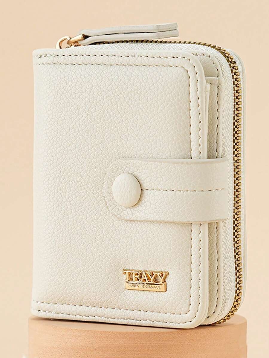 New Zipper Short Wallet Women Fashion Solid Color Litchi Print Multi Card Holder Business Casual Woman Card Case Gifts Essentials Items For Women Wallet Purse Wallet Small Wallet