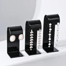 YRUID 3pcs/Set Fashion New Acrylic Transparent White Black Earring Holder Display Stand Jewelry Display Rack Photography Props - White - View 5
